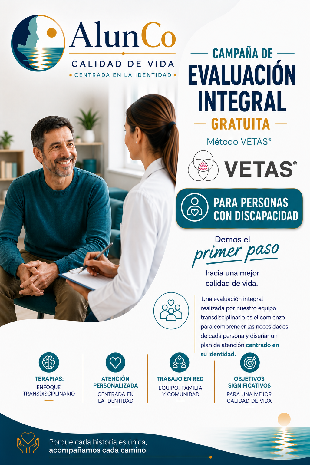 Flyer de la campaña de evaluación integral gratuita para personas adultas con discapacidad