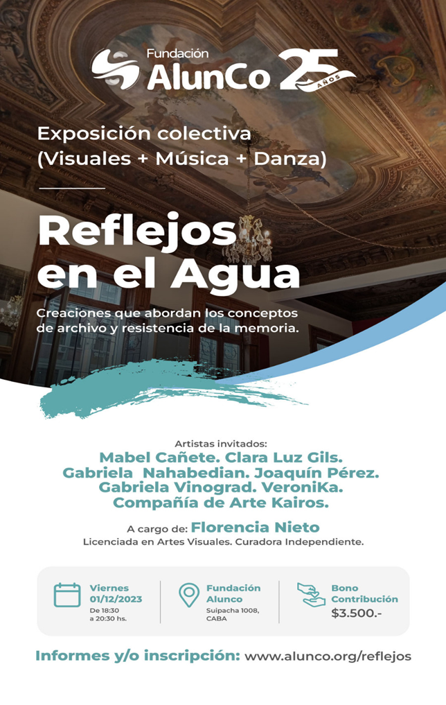 Afiche de la exposición colectiva Reflejos en el Agua, 2023